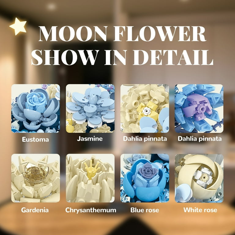 ブラッキーテラス　good pack セット GZBrick Blue Flowers Moon Building Sets, Dried Botanicals