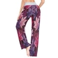 thumbnail image 6 of Women's Long Sleep Pants Home Pants Sleep Pants Wide-Leg Pants Design Elastic Fabric Casual Pants L Purple Maple Leaves, 6 of 7