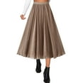 thumbnail image 3 of adviicd Maxi Skirts for Women Long Length Women's Chiffon Elastic High Waist Pleated A-Line Flared Maxi Skirts (Khaki,One Size), 3 of 8