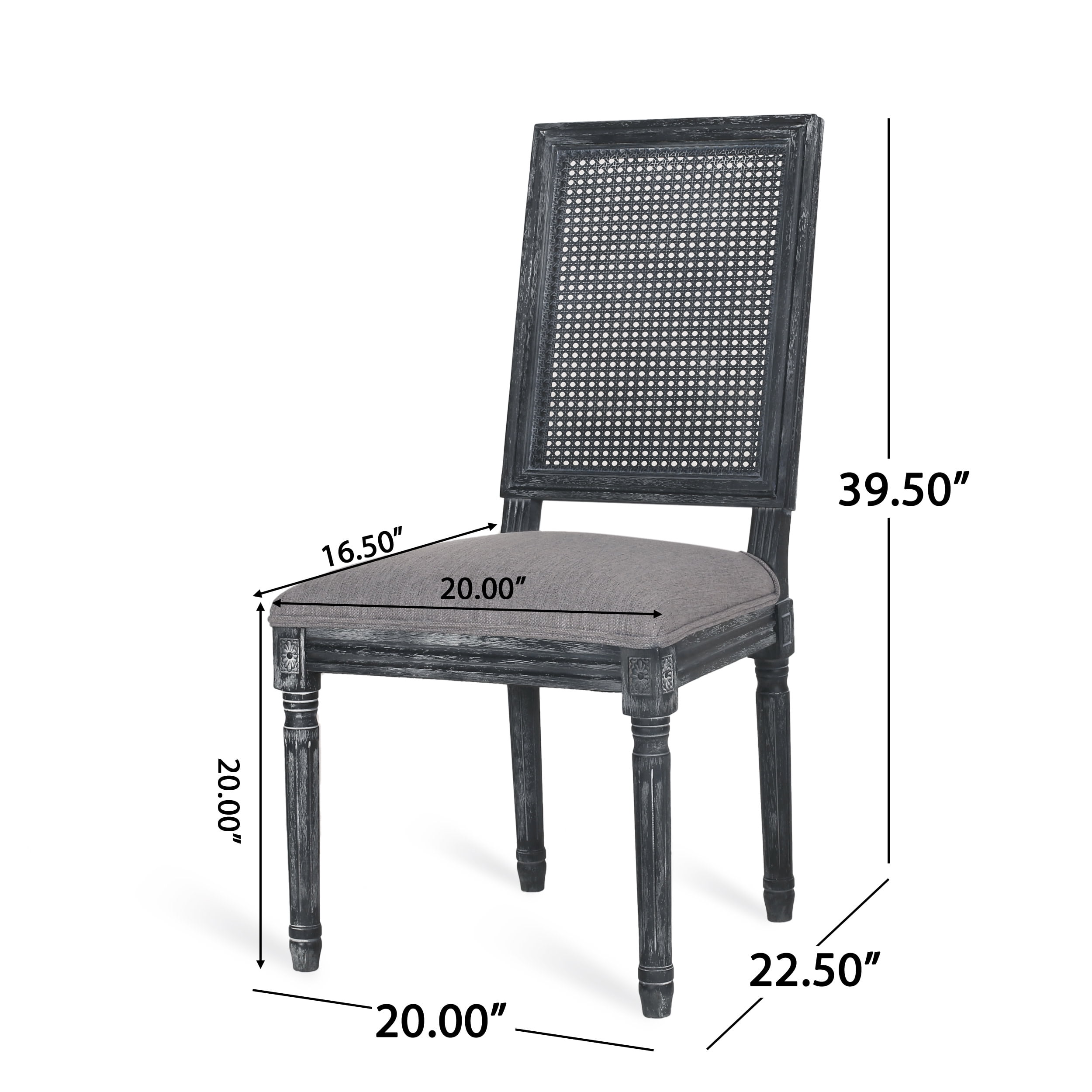 Noble House Fescue Fabric Upholstered Wood and Cane Expandable 7 Piece Dining Set, Gray