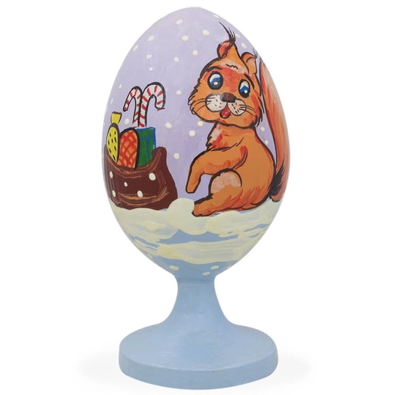 Squirrel with Gifts by Christmas Tree Wooden Figurine