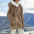 thumbnail image 6 of TQWQT Fleece Jacket Women, Womens Winter Hooded Cardigan Fuzzy Fleece Coat Zipper Long Sleeve Splicing Color Warm Plush Jacket Outwear Plus Size Khaki XXXXL, 6 of 6