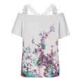 thumbnail image 4 of FASHIONWT Women Sexy Cold Shoulder Strap Lace Tee Short Sleeve V-Neck Floral T-Shirts, 4 of 6
