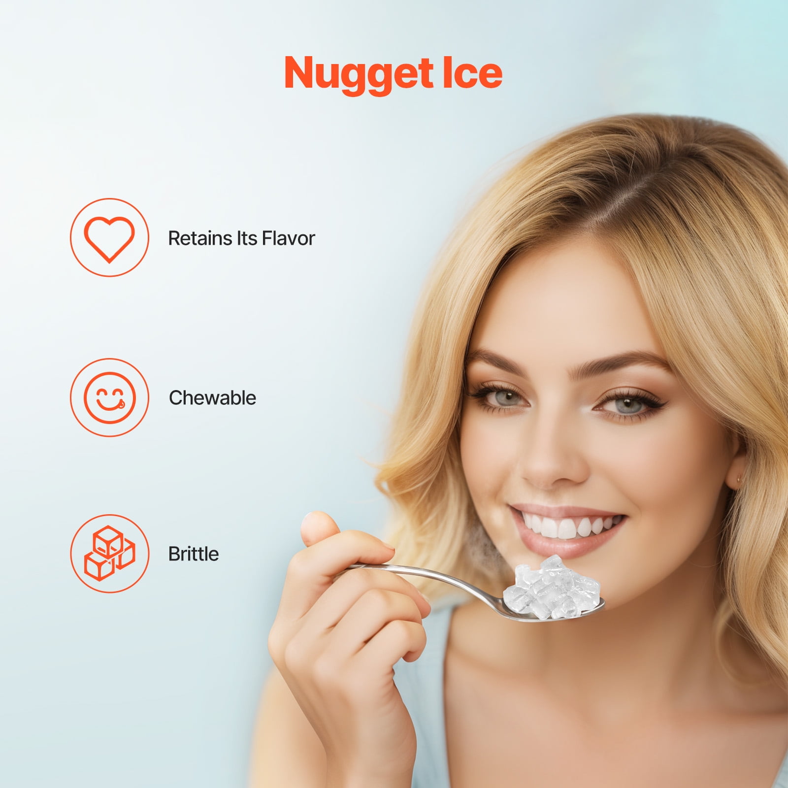 KFFKFF 33lbs/24H Countertop Ice Maker Nugget Ice Maker Self-Cleaning Portable Ice Maker with Ice Scoop & Drip Tray