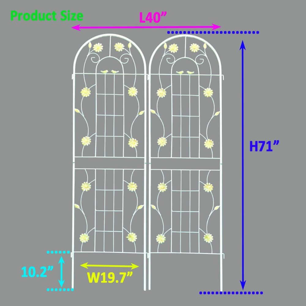 Tcbosik 2 Pack Garden Trellis for Climbing Plants, 71" x 19.7" Rustproof Metal Flower Trellis, Outdoor Climbing Rose Trellis Cucumbers Support, Decorative Trellis for Courtyard, Lawn, Cream White