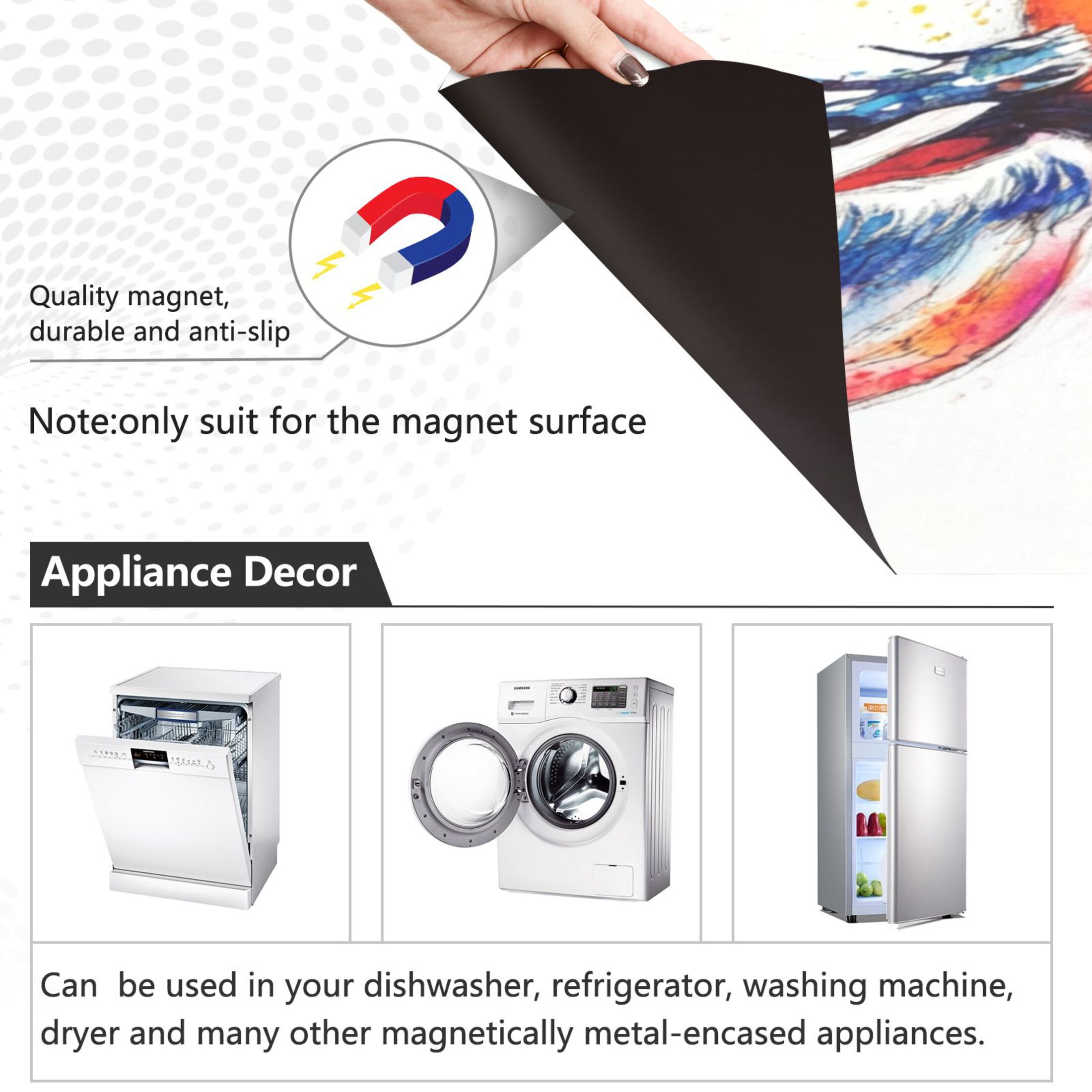 Dishwasher Magnetic Sticker 23x26 Inch Refrigerator Magnetic Sticker Washing Machine Magnetic Sticker Kitchen Panel Magnetic Sticker Home Decor Watercolor Cartoon Deer