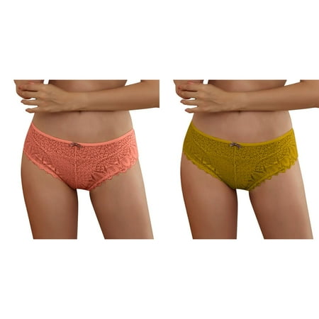 2-Pack Panties For Women Crochet Lace Lace Up Panty Hollow Out Underwear Lingerie That Covers Corset Lingerie for Women plus Size Lingerie Sleepwear Holiday Lingerie plus Skirt Set Lingerie
