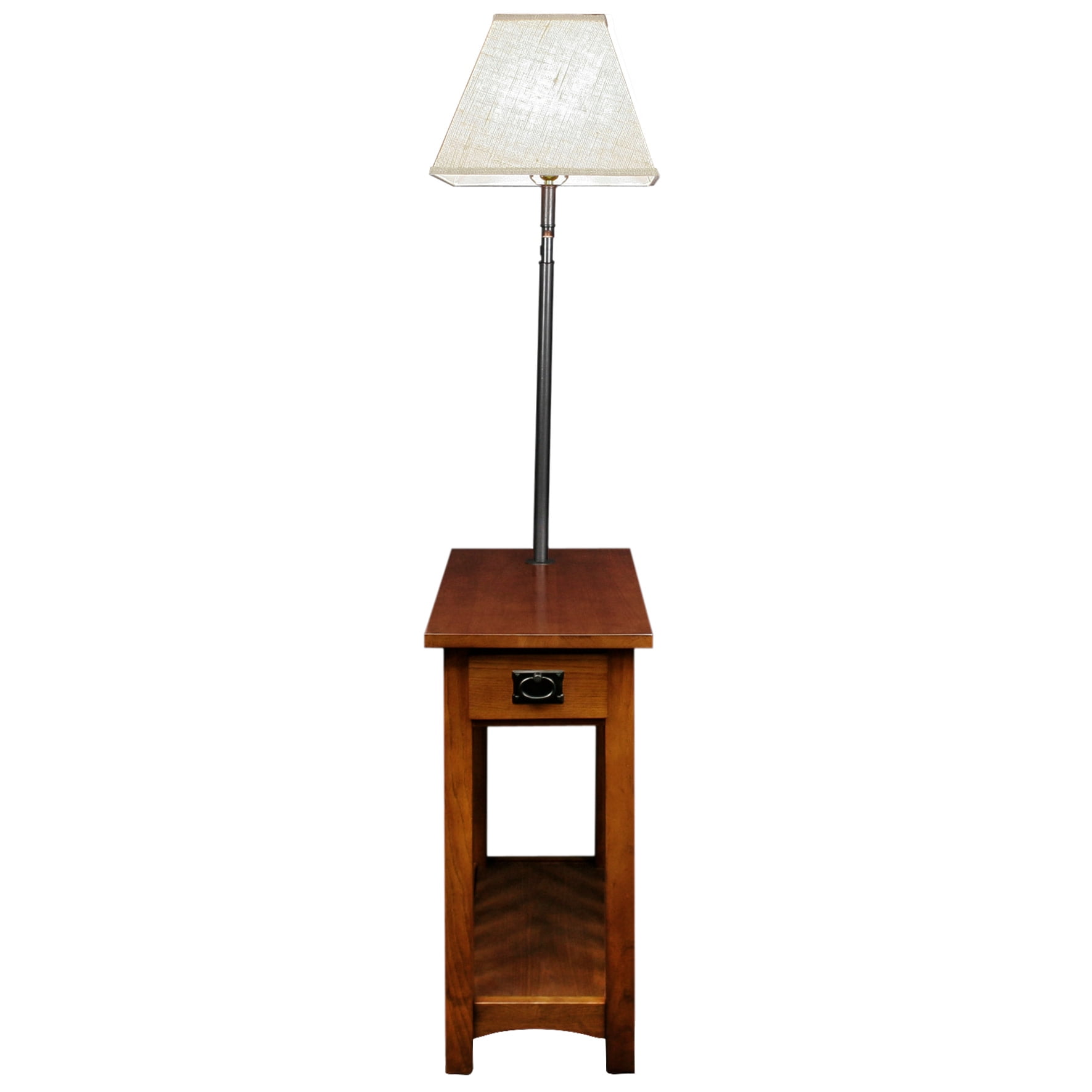 Leick Home 10028 Mission Lamp Table, Made with Solid Wood, End Table for Living Room, Bedroom, and Home Office, Medium Oak Finish