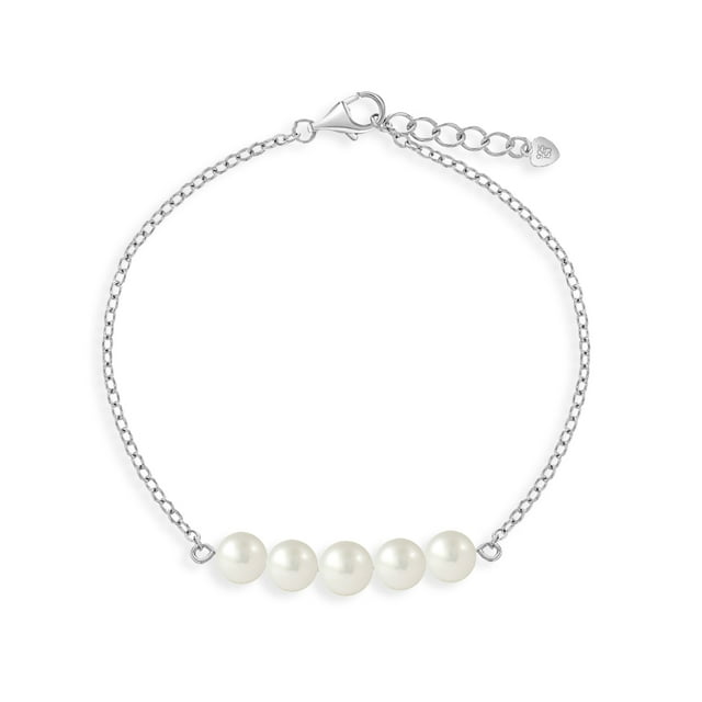 Bracelet en Argent Sterling 925 avec Perle d'Eau Douce de Culture pour Adolescentes 6,5 Pouces