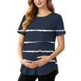 thumbnail image 2 of Gytharion Maternity Nursing Blouse for Women Round Neck Stripes Breastfeeding Tshirts Fashion Casual Short Sleeve Pregnancy Tops, 2 of 6