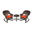 thumbnail image 2 of Jeco 3pc Wicker Rocker Chair Set in Espresso with Black Cushion, 2 of 2