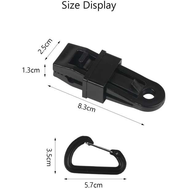 Abrazadera de lona con mosquetón en D negro para fijar lona de lona de tienda de campa?a a la piscina, clip de monta?a, amarre adecuado para camping, picnic, tienda de campa?a al aire libre, accesorios, 12 unidades LingWen 1327534077216
