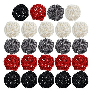 2 Inch Rattan Balls Decorative for Home Decor DIY Filler Ornament Wedding Table Decoration(Black, Grey, Red, White)