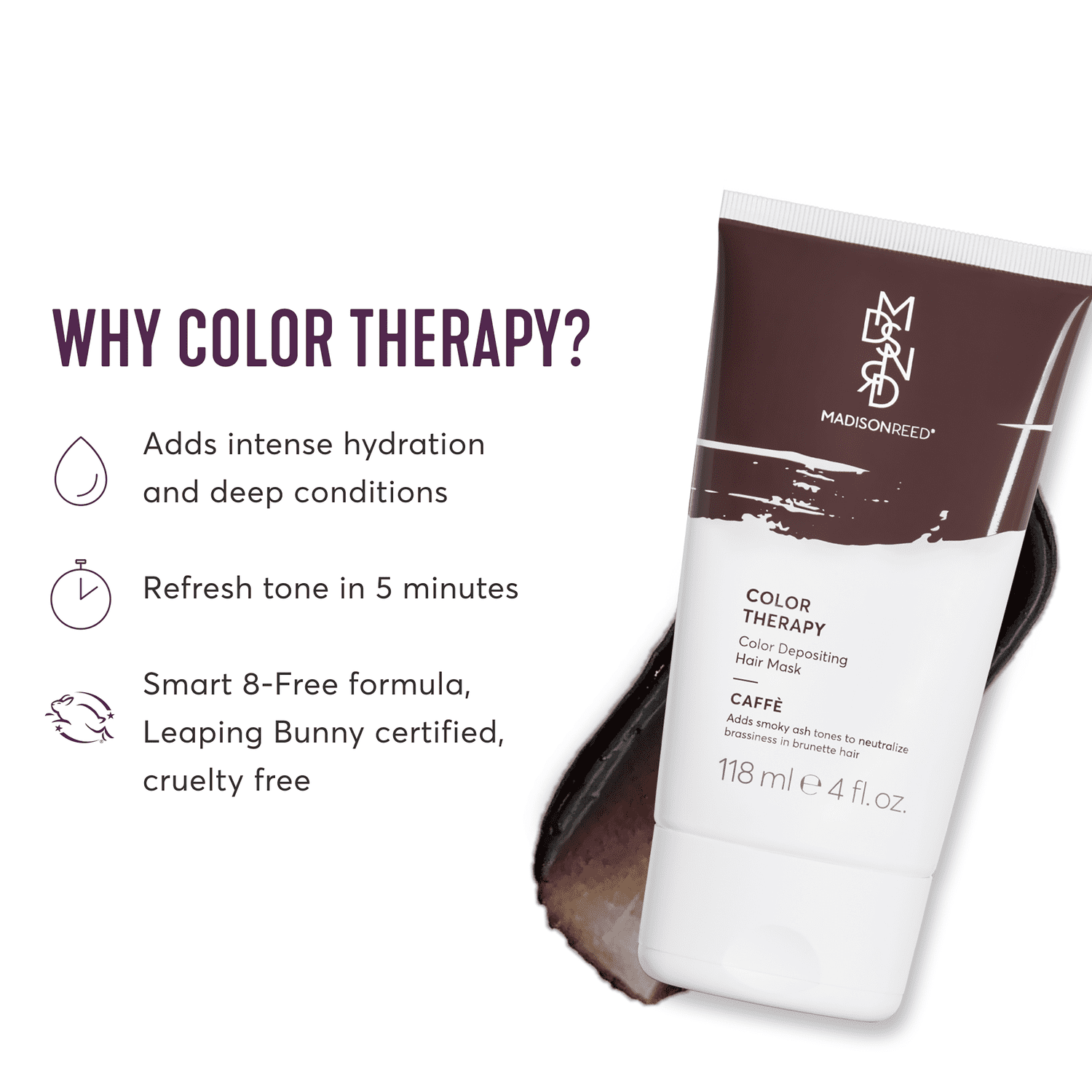 (2 pack) Madison Reed Color Therapy Hair Mask for All Hair Types, Color Depositing, Caffe, 4 oz