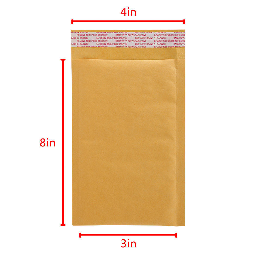 100Pack 000 KRAFT BUBBLE MAILERS PADDED ENVELOPE 4"x8"