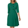 thumbnail image 1 of Robes de Travail pour Femmes 2025 Travail Couleur Unie Col Rond Robe à Manches 3/4 Tunique Ajustée Blazer pour Femmes Hiver Automne Manches Longues Col Rond Robes de Travail, 1 of 5