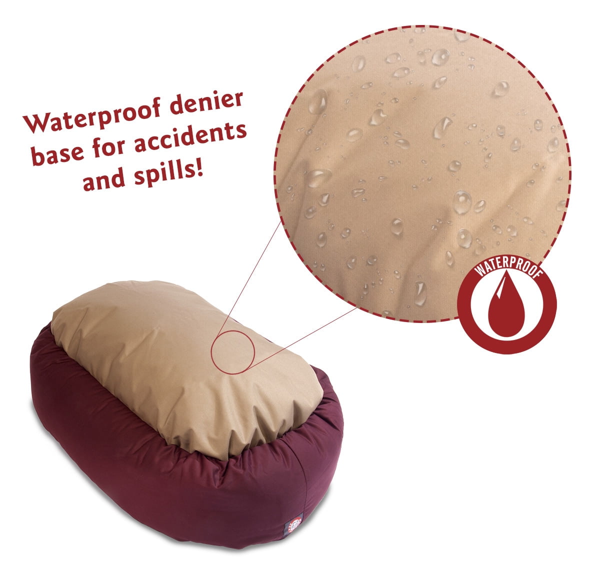 Majestic Pet Poly/Cotton & Sherpa Bagel Dog Bed Machine Washable Burgundy Extra Large 52" x 35" x 11"