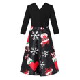 thumbnail image 3 of Vestido de verano para mujer, de manga larga, con cuello en V, estilo vintage, con estampado de empalme de Navidad, para fiestas Fridja  nbo3421, 3 of 4