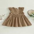 thumbnail image 2 of MesaSe Bébé Fille Robe Coton Lin Volant Sans Manches Casual Party Princesse Robes Enfant Été Robe de Soleil, 2 of 8