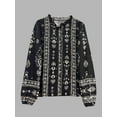 thumbnail image 5 of Womens Long Sleeve Button Down Cotton Linen Shirt Western Cowgirl Vintage Elegant Boho Floral Printed Blouses Black XXL, 5 of 10
