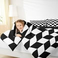thumbnail image 4 of jejeloiu Classic Grid Full Size Comforter Sets,Minimalism Geometric Rhombus Bedding Comforter Set,Black White Checkered Bedding Sets For Girls Boys,Super Cozy Room Decor Reversible,3 Pieces, 4 of 8