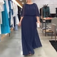 thumbnail image 1 of EGNMCR Robes de Fête pour Femmes Robe d'Été en Mousseline pour Femme Robe Décontractée au Style Élégant Robe à Manches Courtes à Col Rond, 1 of 7