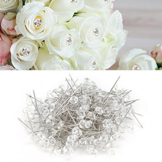 ASTER 200 Pieces Crystal Diamond Head Pins 1.5 Inch Diamond Head Straight  pins for Flower Stainless Steel Bouquet Pins Corsages Flower Pins for Craft  Wedding Jewelry Flower Decoration