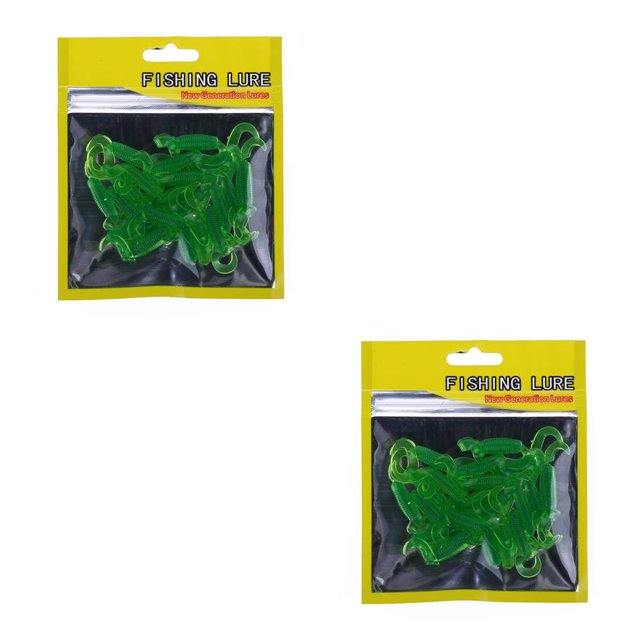 Eigraketly 20 unids/bolsa doble cola larva pesca señuelo Arrificial Grub plástico pez cebo falso gusano Type2 NO2 Eigraketly CBP087126