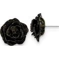 thumbnail image 1 of Fashion Lacquer Dipped Black Rose Silver-Tone Post Earrings (25 X 25) Made In Thailand bf2761, 1 of 5