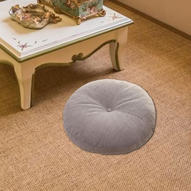 Cojín de asiento de 17,7 pulgadas, funda de lino, cojín de lectura, decorativo, versátil, redondo Gris claro
