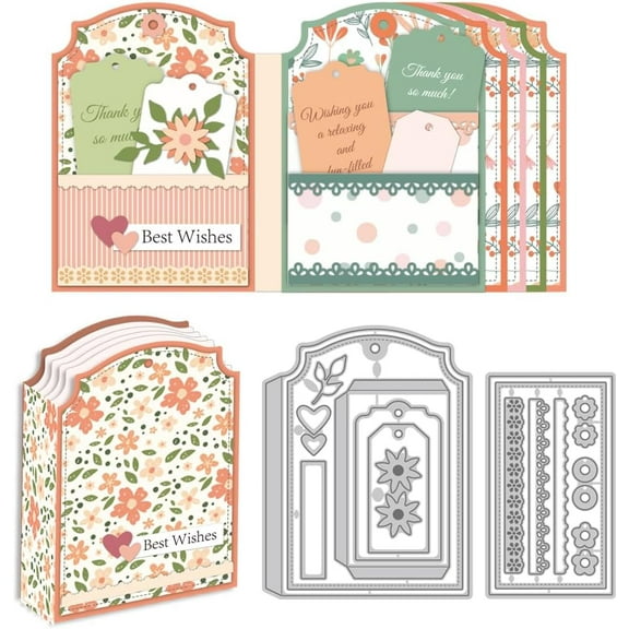 Label Die Cuts for DIY Card Making Flower Frame Cutting Dies Carbon Steel Die Cuts Embossing Template Dies Stencils Scrapbooking for DIY Craft Birthday Gift Decor Photo Album