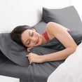 thumbnail image 5 of Mellanni 4 Piece 100% Cotton Bed Sheet Set, 400 Thread Count, Deep Pocket, Queen, Gray, 5 of 7
