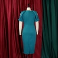 thumbnail image 5 of AURA Plus Size High Waist Pencil Midi Dress Short Sleeve Solid Color Summer Office Commuter Dress, 5 of 10