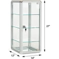 thumbnail image 2 of 14"W x 27"H x 12"D, Silver Aluminum Tempered Glass Top Display Case with Lock, Key and 3 Glass Shelves for Retail, Mall and Office Display, 2 of 7