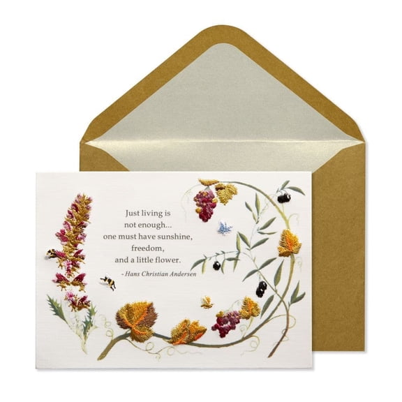 NIQUEA.D, Embroidered Leaves And Flowers Birthday Card