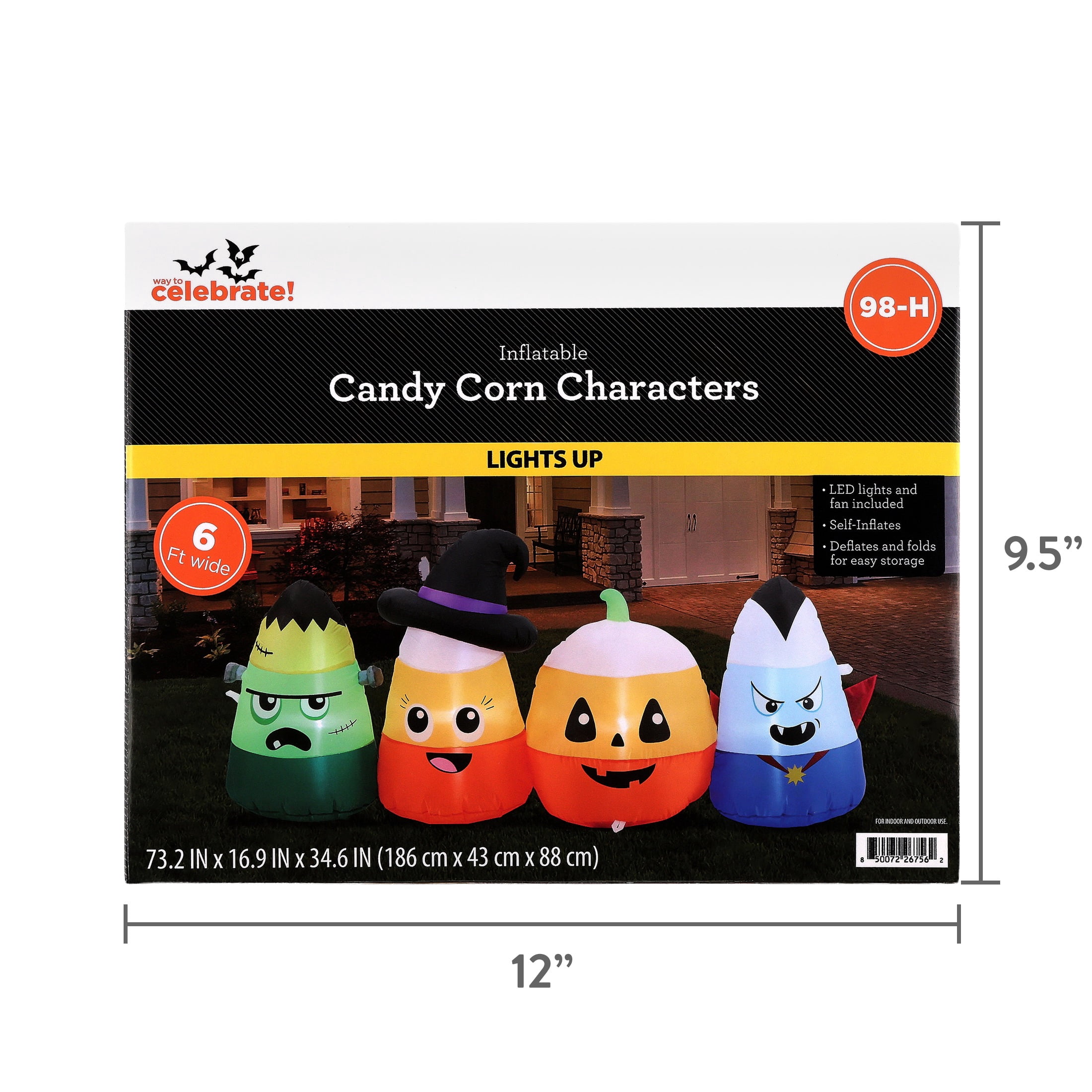 Candy Corn Characters Airblown Yard Inflatable, Multicolor, 6', Halloween by Way To Celebrate