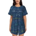thumbnail image 1 of Balery Shark Conjunto de Pijama para Mujer con Estampado, Dos Piezas de Manga Corta y Shorts, Ropa de Dormir Suave con Cuello Redondo y Bolsillos-XX-Large, 1 of 6
