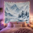 thumbnail image 2 of Snowy Mountain Peaks with Evergreen Trees in Winter, Serene Watercolor for Nature Lovers, Nature Inspired Art, Housewarming Gift, Tapestry Wall Hanging for Bedroom and Living Room, 2 of 7