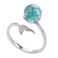 thumbnail image 1 of Women Open Blue Crystal Mermaid Bubble Adjustable Ring, 1 of 2