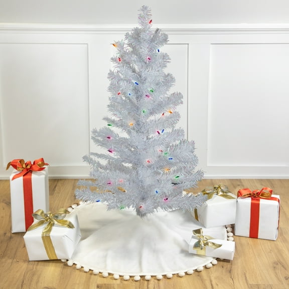 Northlight 3' Pre-lit White Iridescent Pine Artificial Christmas Tree - Multi Lights
