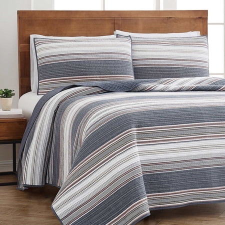 Retro Chic 3-Piece King Quilt Set Blue