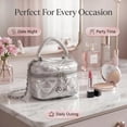 thumbnail image 5 of Wynndora Mini Box Crossbody Bag, Silver Quilted Metallic Purse with Chain Strap, Top Handle & Heart Charm, Women's Evening Clutch, 5 of 11