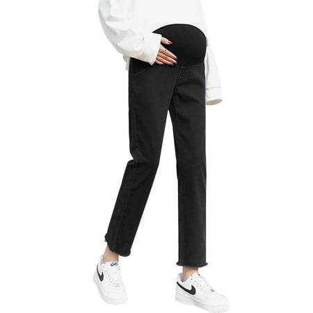 

Kamo Women s Maternity Jeans Comfy Plus Size Blue Pregnancy Baggy Ankle Length Jeans
