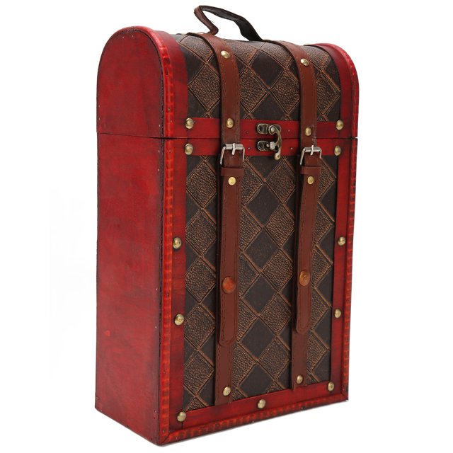 Caja de vino retro china, caja de vino retro de madera de 2 botellas de vino vintage Caja de vino retro decorativa impulsada por el rendimiento Jadeshay A