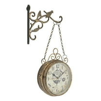 Vintage Double-Sided Wall Clock - Antique Style Decorative Indoor Wall Clock for Home, Office, or Kitchen - Silent Non-Ticking Battery Operated Clock