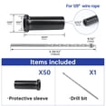 thumbnail image 2 of Muzata Paquete de 50 fundas protectoras de acero inoxidable negro Kit de barandilla de cable Hardware para postes de madera para cable de cuerda de alambre de 1/8" T316 Barandilla de cubierta de grado, 2 of 5