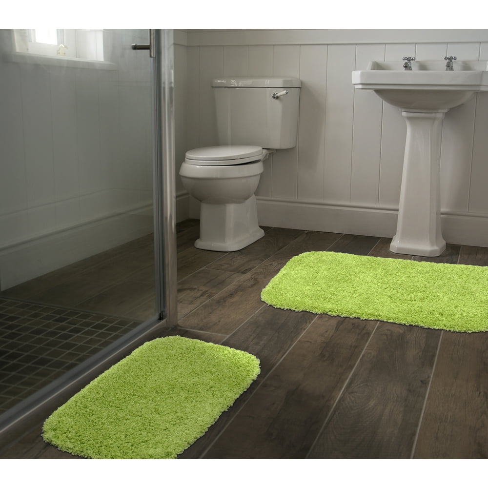 Garland Rug Jazz Bath Rugs Lime Green 2 Pc Nylon Set, 17"x24", 21"x34
