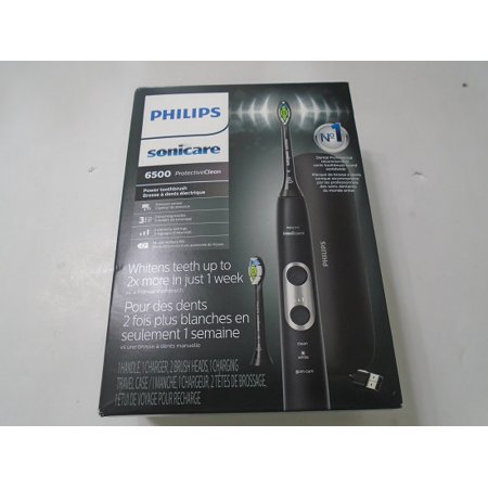 Philips Sonicare ProtectiveClean 6500 Rechargeable Electric Toothbrush with Charging Travel Case and Extra Brush Head  Black HX6462/08