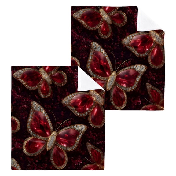 BZSMCE Towel Cotton Face Towel Soft Hand Towels Fashion Garnet Flutter Pattern