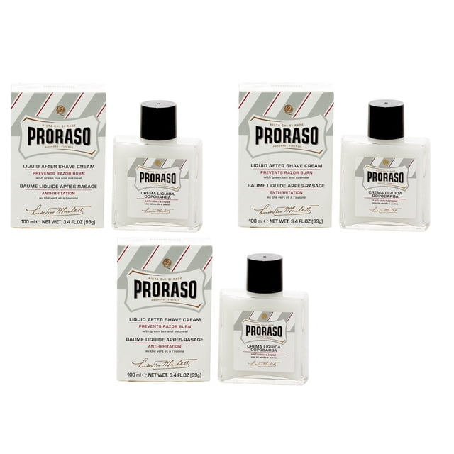 Proraso Alcohol Free Aftershave Balm - Green Tea and Oat - 3 PACK